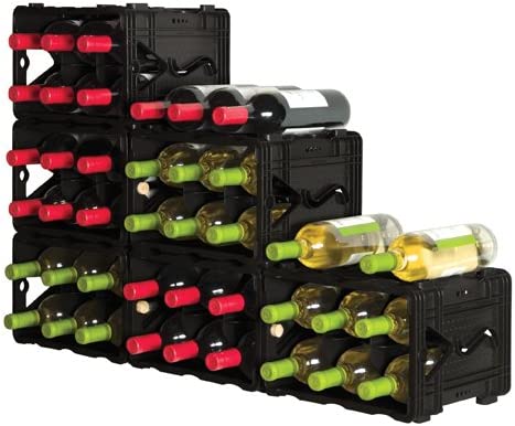 black stackable wine storage crate