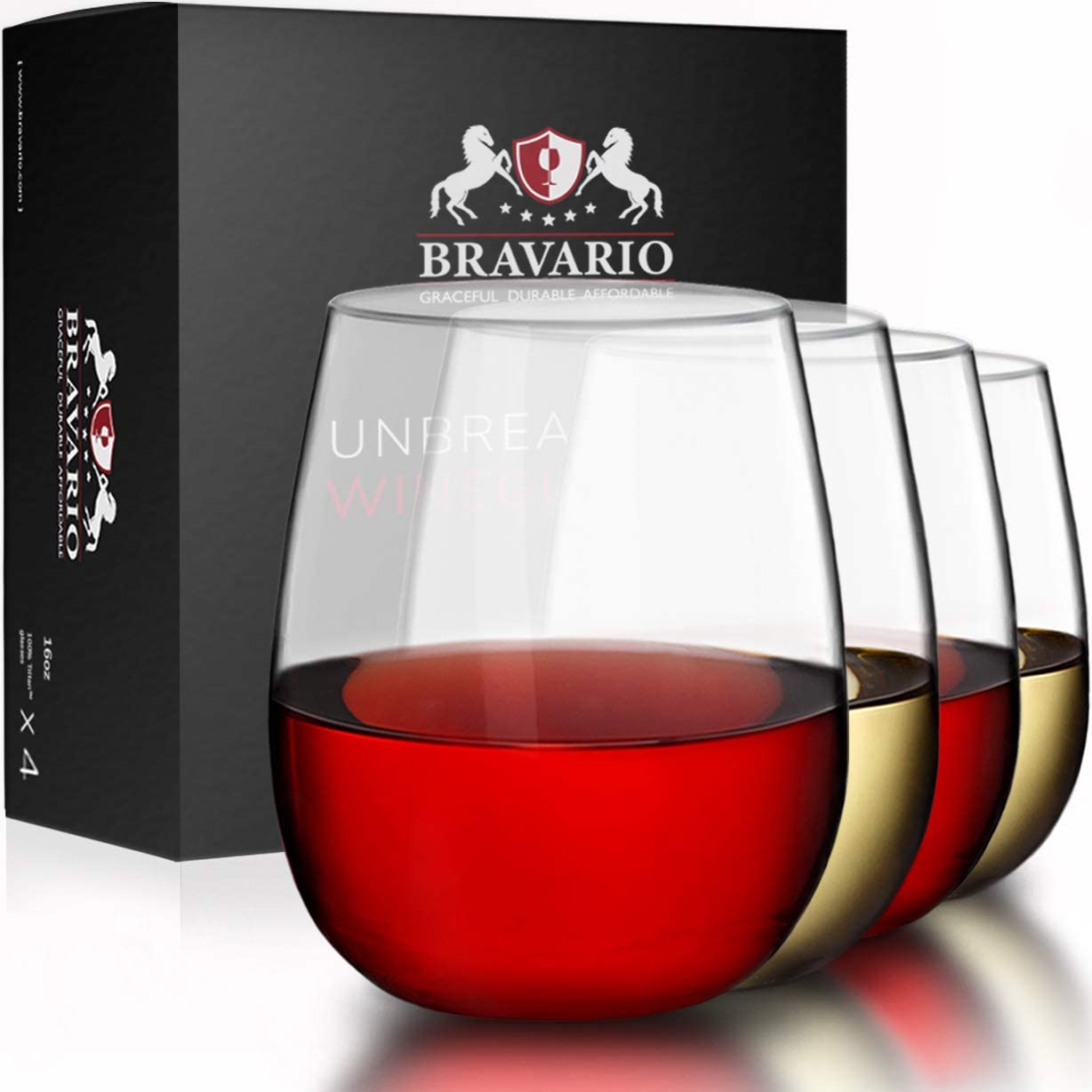 set 4 unbreakable plastic wine glasses