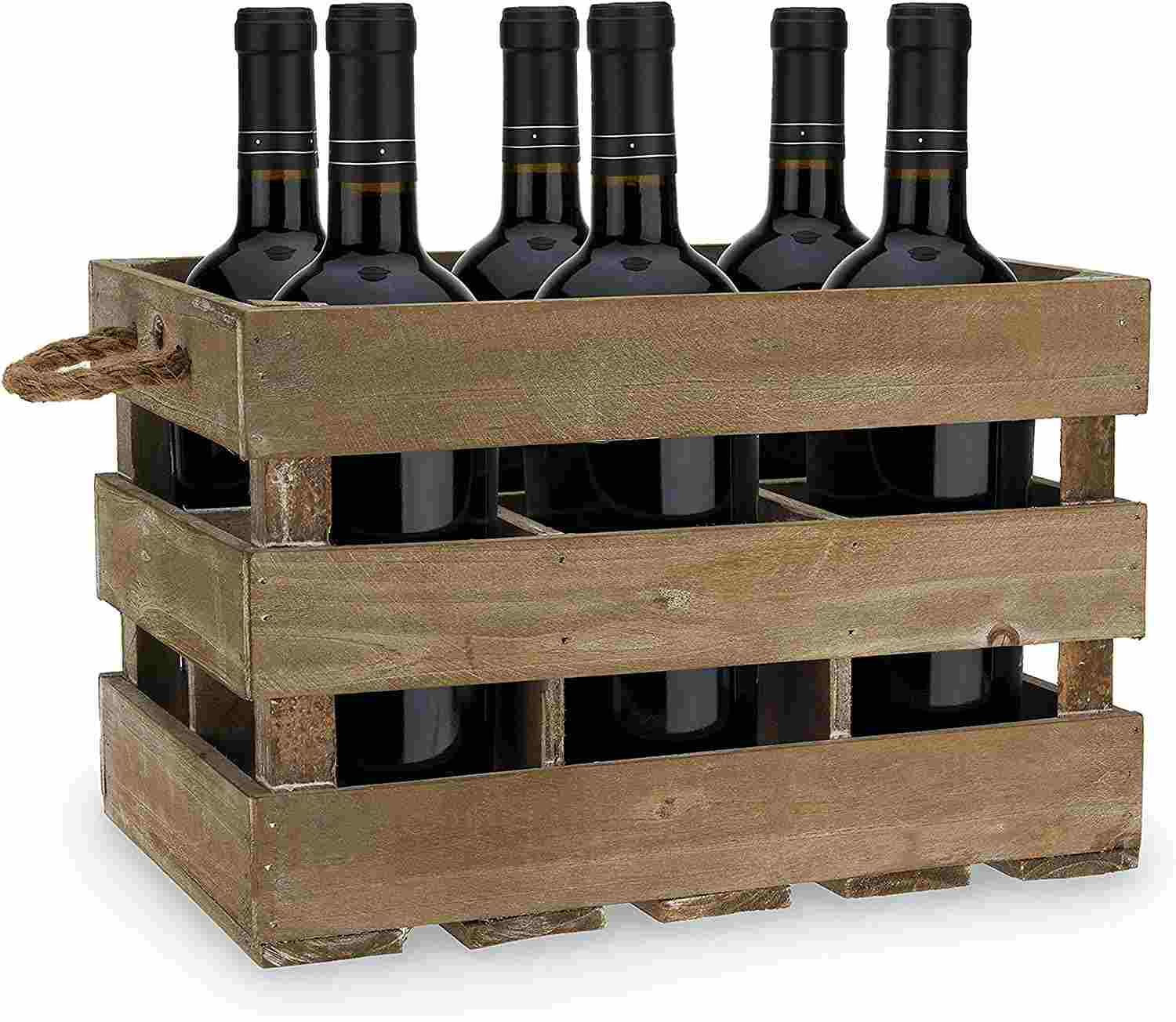 6 bottle wine storage crate - old farm style